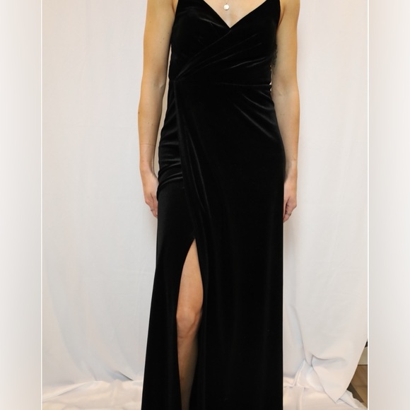 NWT Azazie Black A-Line Lace Velvet Cocktail Dress 🔻 - Picture 10 of 13